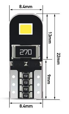 T10 LED žárovka 2835-100 rozměry